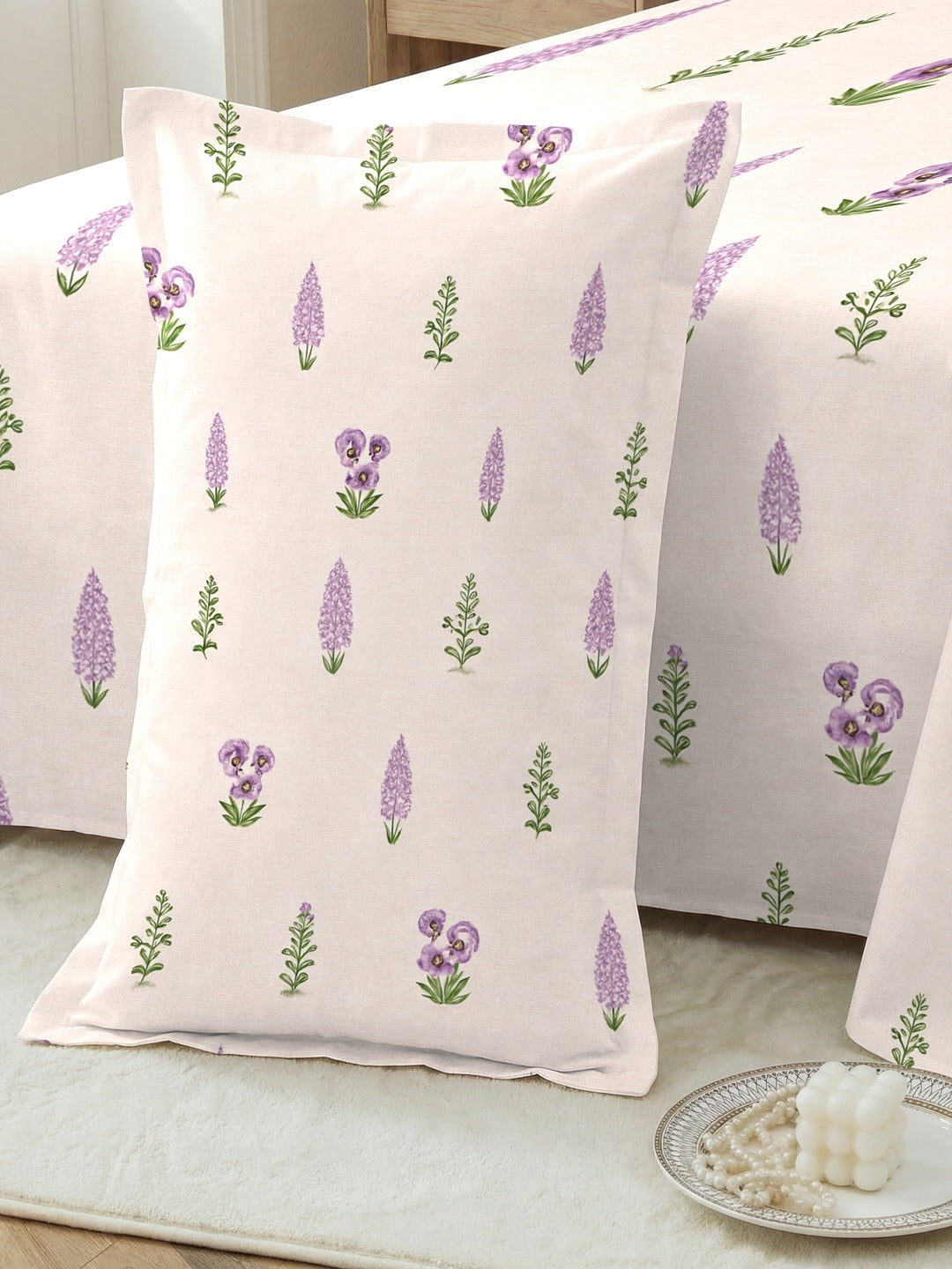 Petal 100% Pure Cotton Collection Percale Super King Bedsheet With 2 Pillow Covers