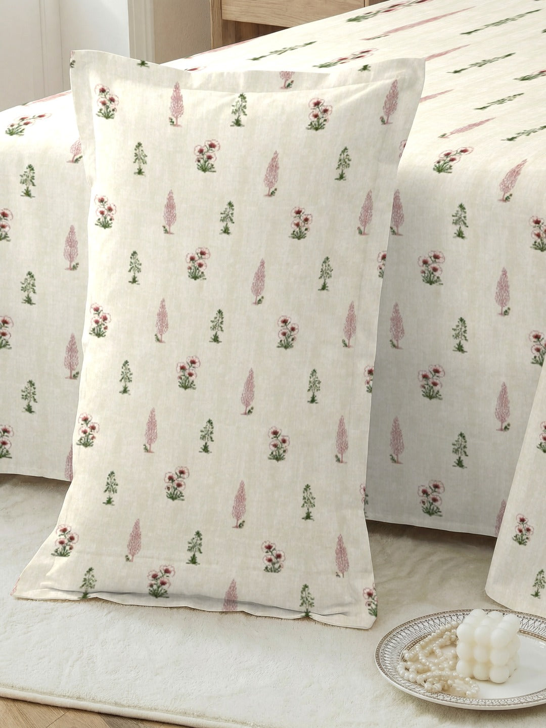 Petal 100% Pure Cotton Collection Percale Super King Bedsheet With 2 Pillow Covers
