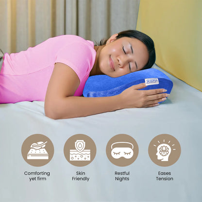 Sleepsia Cervical Pillow for Neck Pain & Shoulder Pain Relief |Orthopedic Memory Foam Pillow, Cervical Pillow, Neck Support Medical Pillow - Blue (Gel)