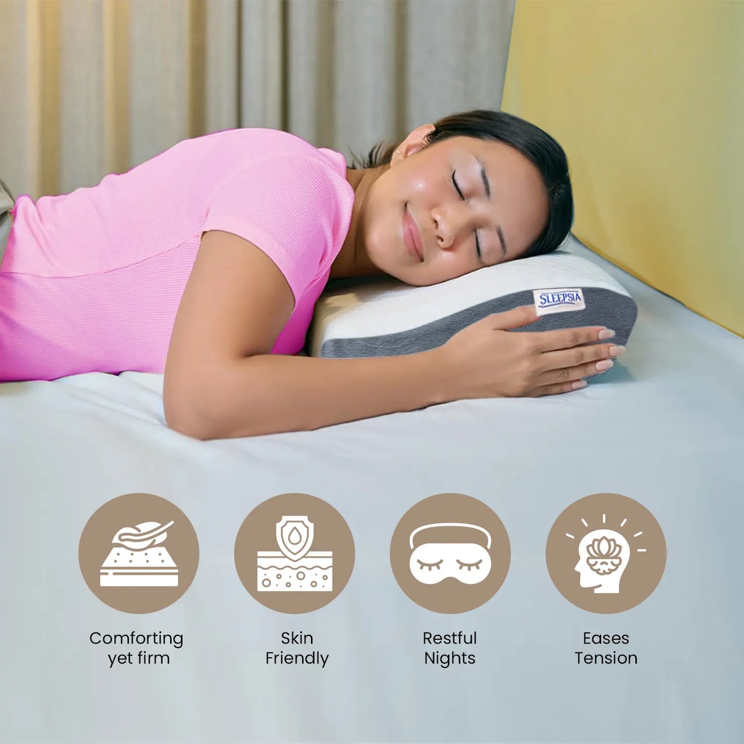 Sleepsia Cervical Pillow for Neck Pain & Shoulder Pain Relief |Orthopedic Memory Foam Pillow, Cervical Pillow, Neck Support Medical Pillow - Grey/White (Gel)