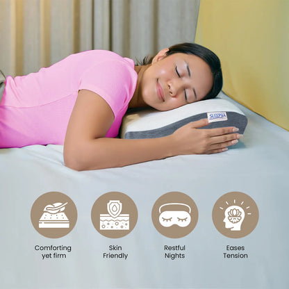 Sleepsia Cervical Pillow for Neck Pain & Shoulder Pain Relief |Orthopedic Memory Foam Pillow, Cervical Pillow, Neck Support Medical Pillow - Grey/White (Gel)