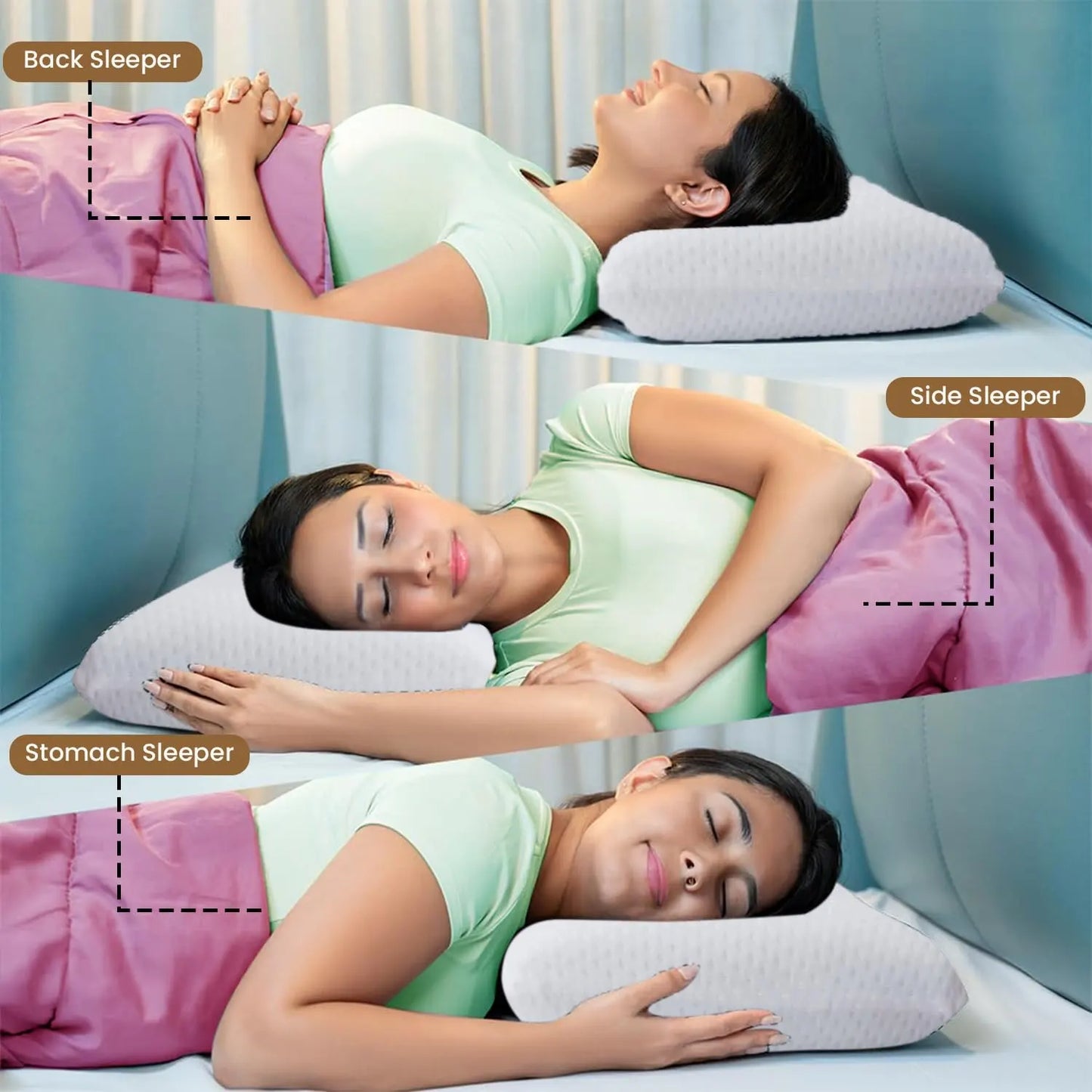 Sleepsia Orthopedic Cooling Gel Memory Foam Pillow | Cervical Pillow for Neck and Shoulder Pain Relief Support Bed Sleeping (Standard,White)