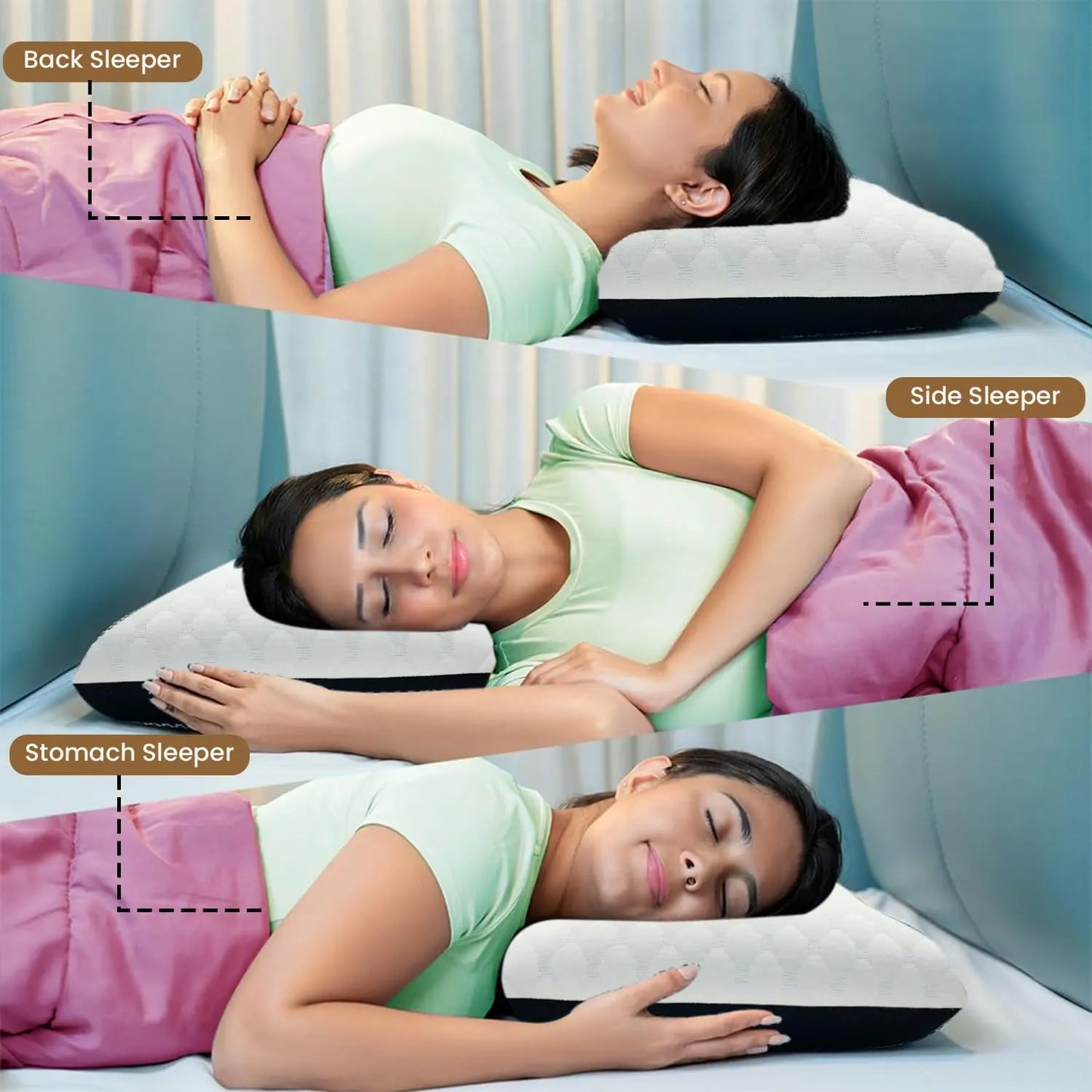 Sleepsia Orthopedic Cooling Gel Memory Foam Pillow | Cervical Pillow for Neck and Shoulder Pain Relief Support Bed Sleeping (Standard,Black/White)