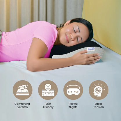 Sleepsia Cervical Pillow for Neck Pain & Shoulder Pain Relief |Orthopedic Memory Foam Pillow, Cervical Pillow, Neck Support Medical Pillow - Black/White (Gel)
