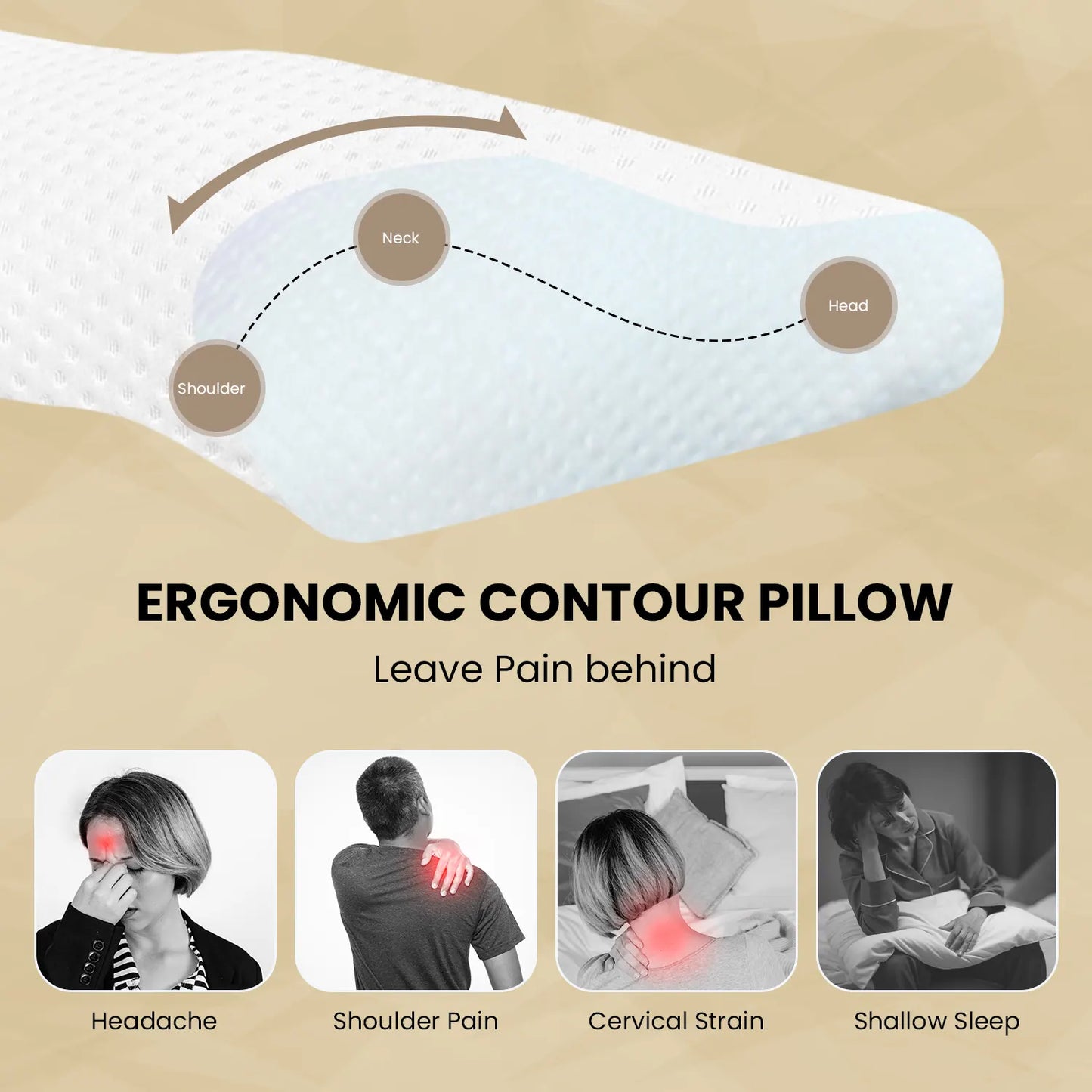 Sleepsia Cervical Pillow for Neck Pain & Shoulder Pain Relief |Orthopedic Memory Foam Pillow, Cervical Pillow, Neck Support Medical Pillow - White (Gel)