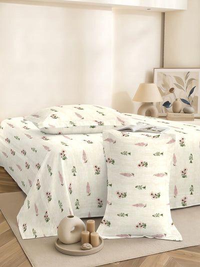Petal 100% Pure Cotton Percale Super King Bedsheet with 2 Pillow Covers