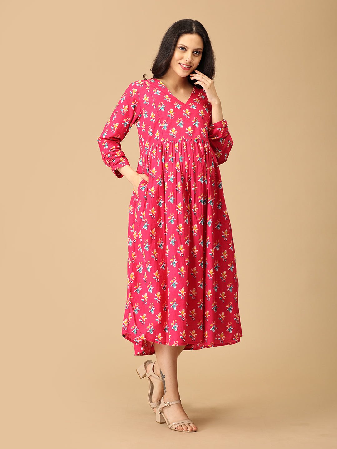 Pink Chroma Maternity and Nursing Dress - DRS - SK - PNCHR - S