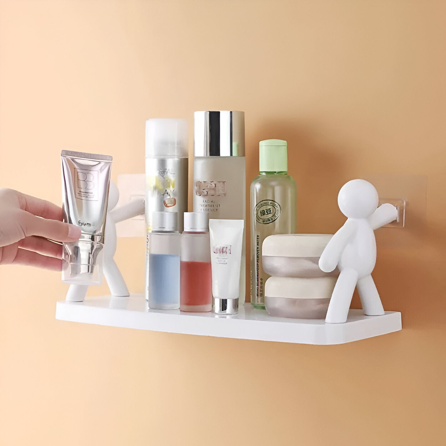 Adhesive wall-Mounted Bathroom Shelf (White) Riva Enterprise