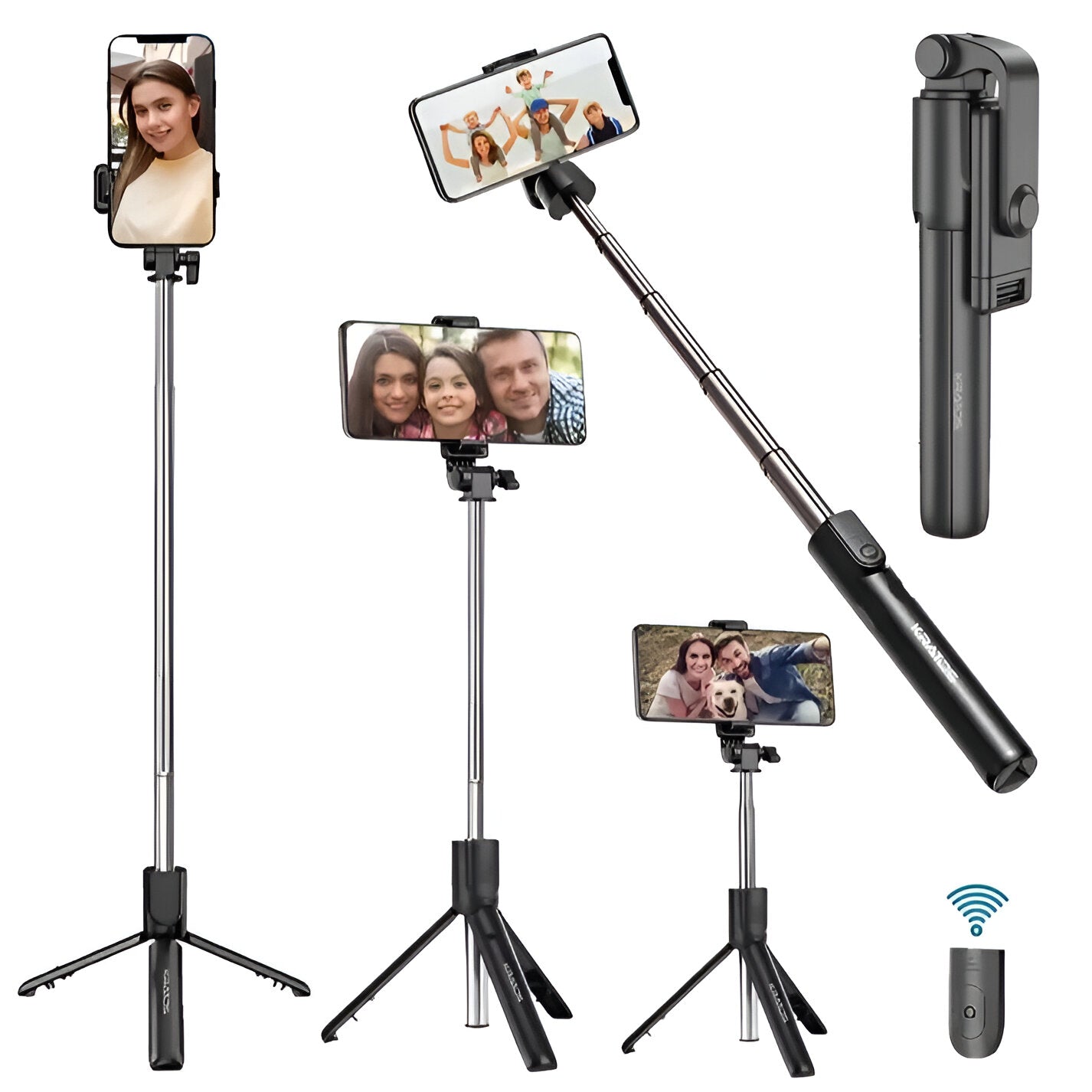 Kratos K1 3-in-1 Bluetooth Selfie Stick with Tripod Stand, Bluetooth Remote (Black) SUPER