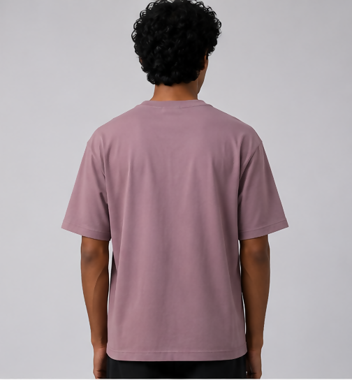 HUSTLE Men's Crew Neck Relax Fit T-Shirt – Pink(Relax fit)