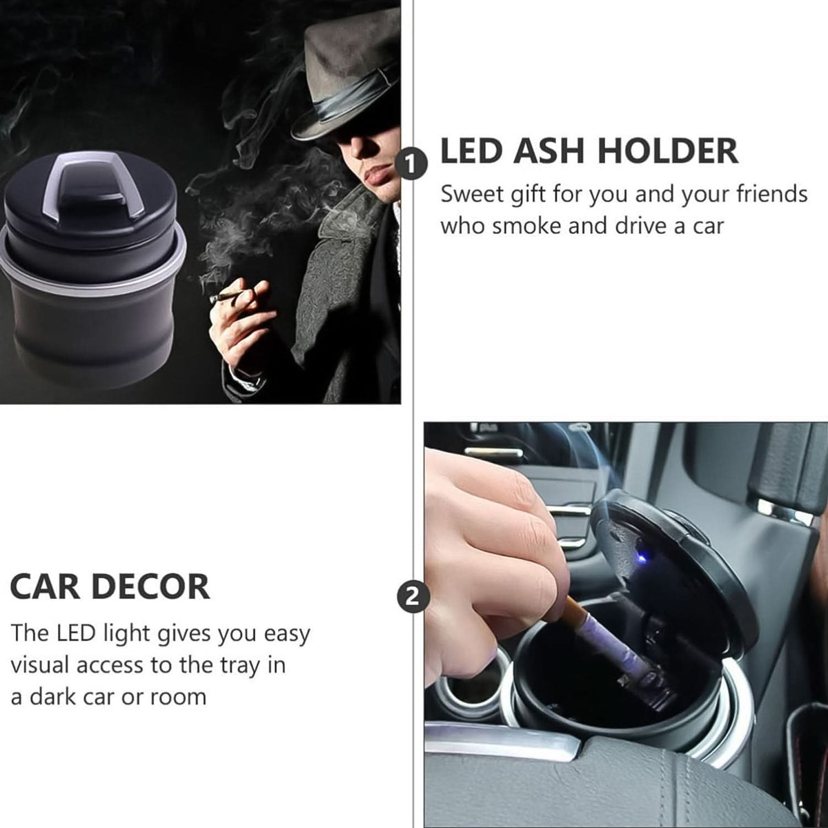 Portable Car Ashtray With Lid And Blue Led Light (1 Pc  With Color Box) HP DD