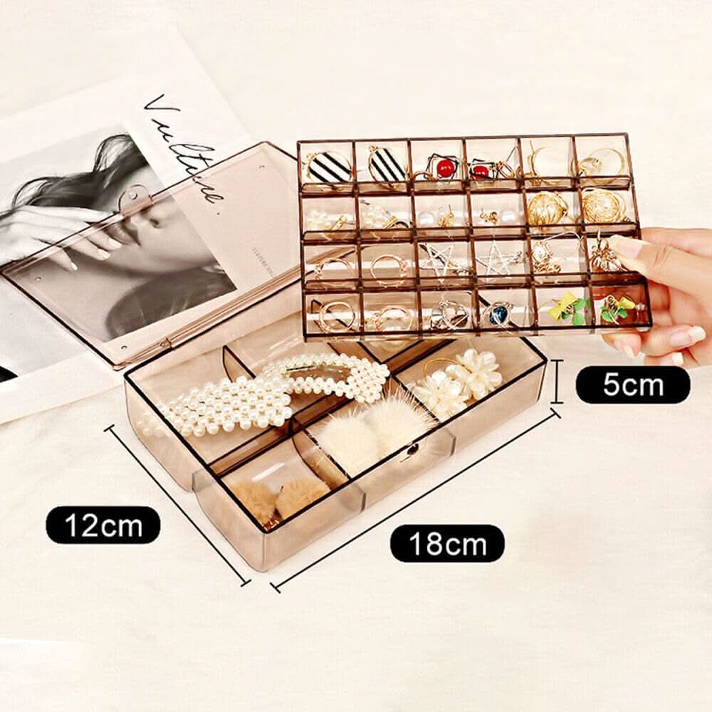 Acrylic 2-Layer Jewelry Organizer Box – 30 Compartments, Dustproof & Portable HP DD