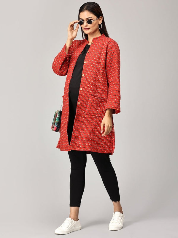 Pomegranate Punch Quilted Reversible Maternity Jacket - MAT-JB-RQJ-S