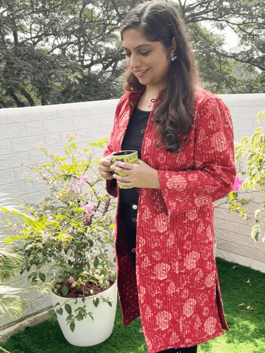 Pomegranate Punch Quilted Reversible Maternity Jacket - MAT-JB-RQJ-S