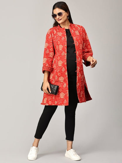 Pomegranate Punch Quilted Reversible Maternity Jacket - MAT-JB-RQJ-S