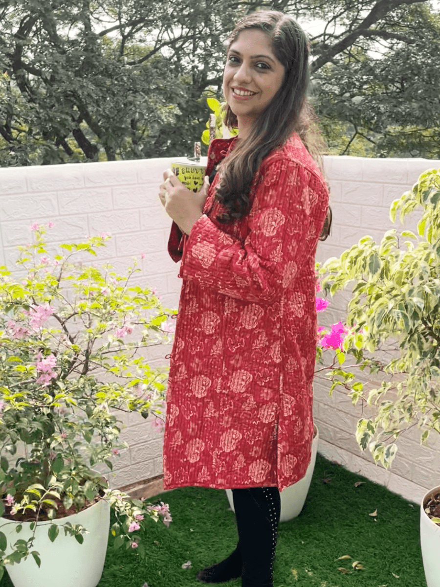 Pomegranate Punch Quilted Reversible Maternity Jacket - MAT-JB-RQJ-S