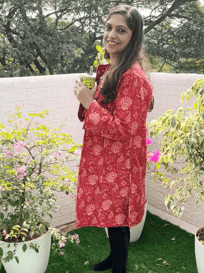 Pomegranate Punch Quilted Reversible Maternity Jacket - MAT-JB-RQJ-S