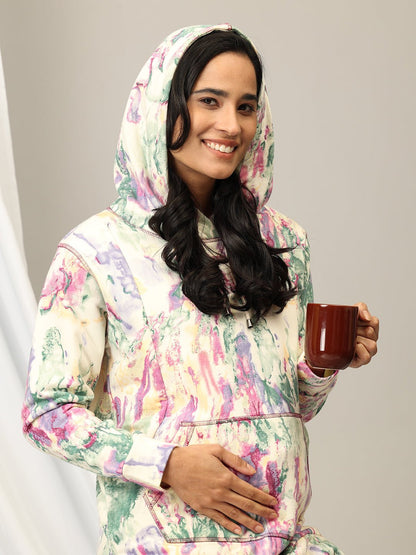 Pop Palette Maternity And Nursing Hoodie Pajama Loungewear Set - MWW - SD - POPLT - L