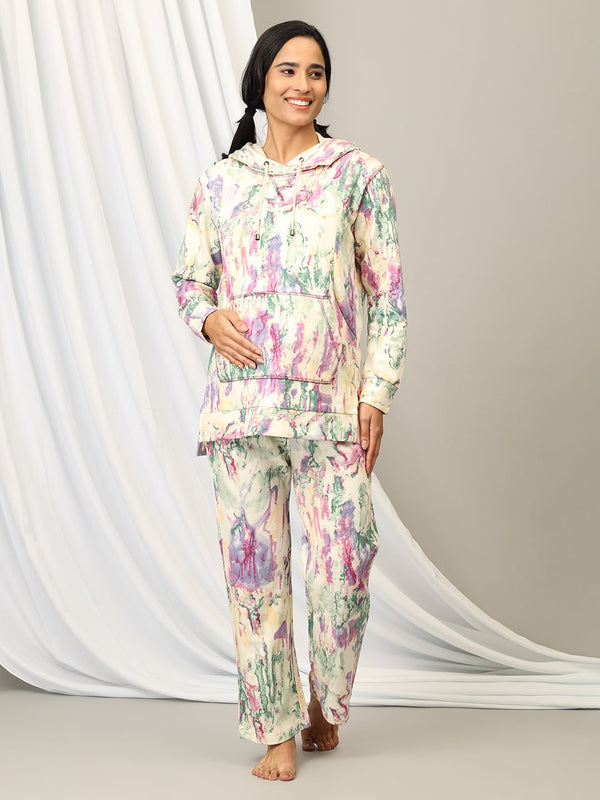 Pop Palette Maternity And Nursing Hoodie Pajama Loungewear Set - MWW - SD - POPLT - L