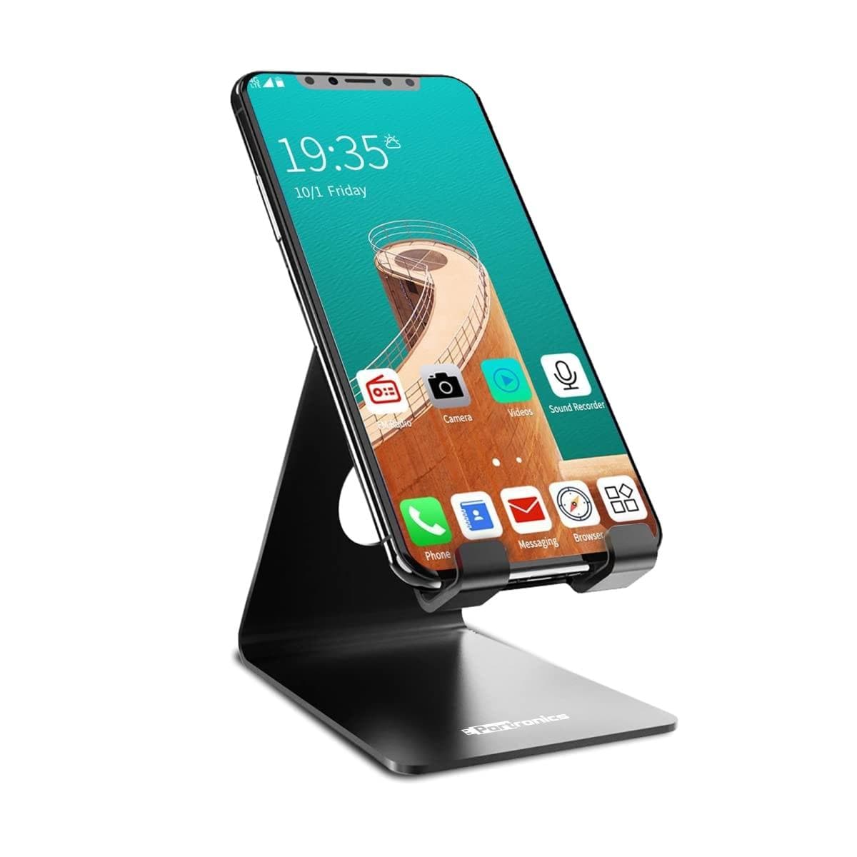 Portronics modesk universal mobile holder stand (black)