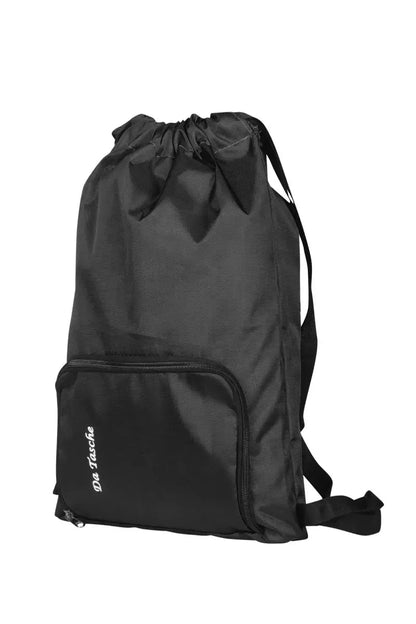 Double Shoulder Travel Drawstring Backpack for Unisex - Black SUPER