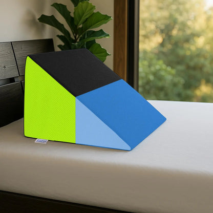 Sleepsia Wedge Pillow for Sleeping | Back Support Orthopedic Memory Foam Wedge Cushion | Back & Leg Support- Green/Black