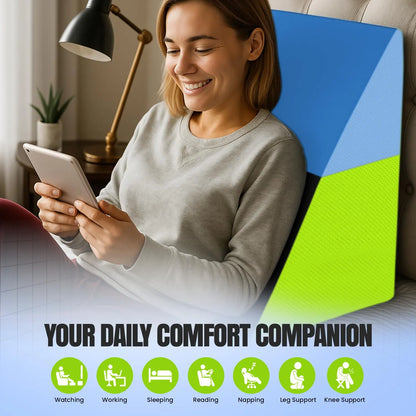 Sleepsia Wedge Pillow for Sleeping | Back Support Orthopedic Memory Foam Wedge Cushion | Back & Leg Support- Green/Black