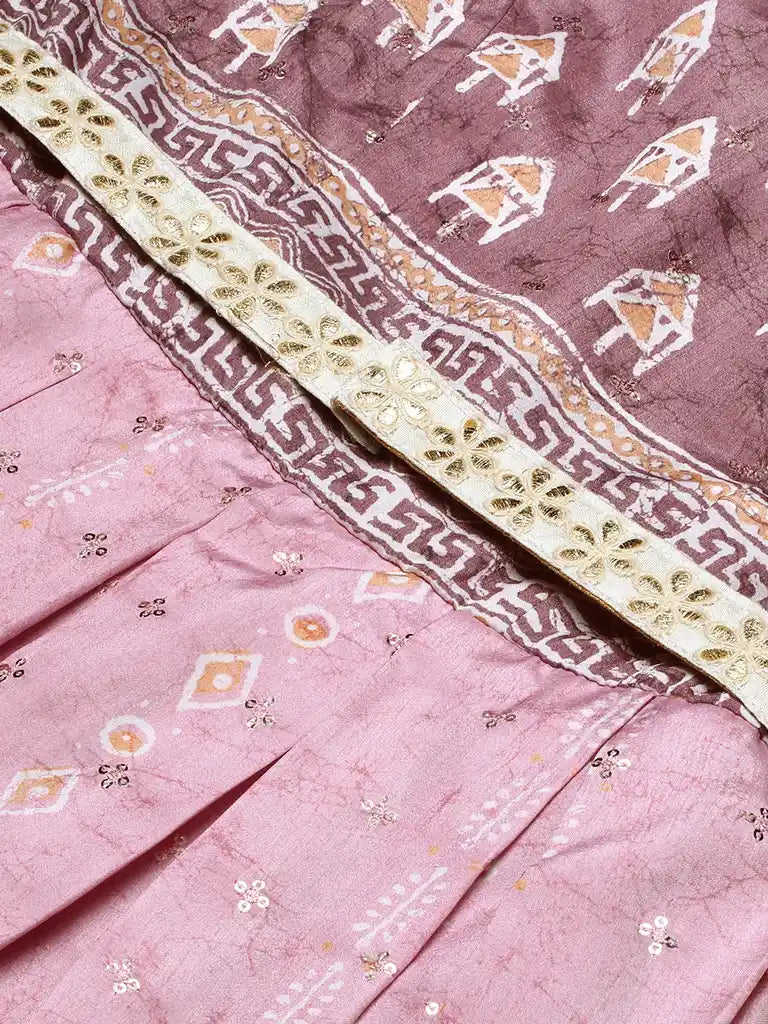 Bollywood Vogue Ready To Wear Mauve Digital Printed Maxi Dress
