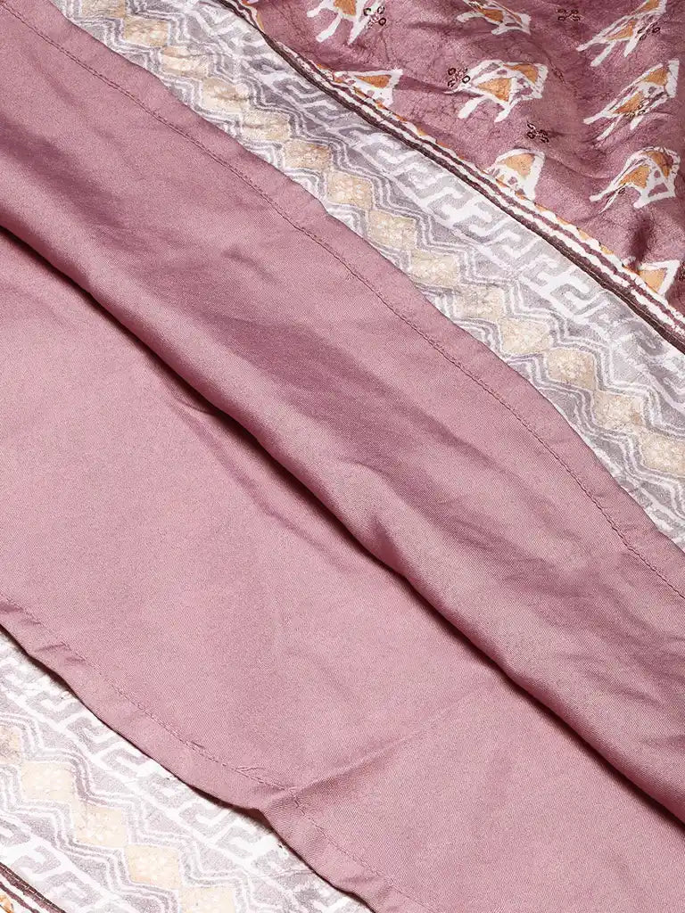 Bollywood Vogue Ready To Wear Mauve Digital Printed Maxi Dress