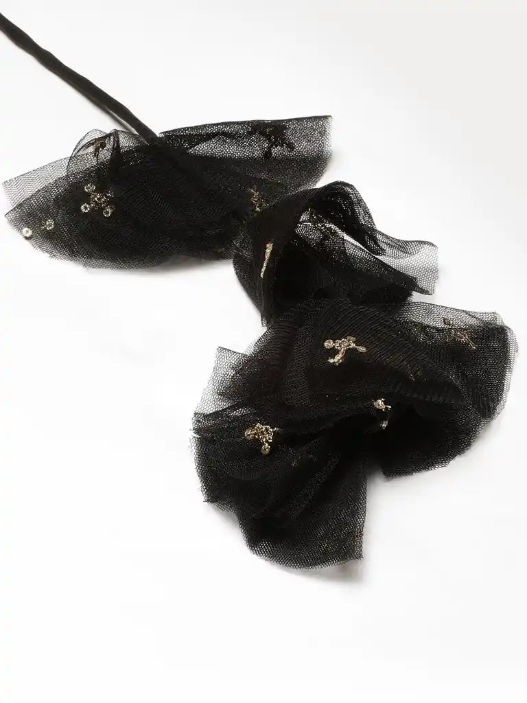 Bollywood Vogue Ready To Wear Black Viscose Embroidered Lehenga Set