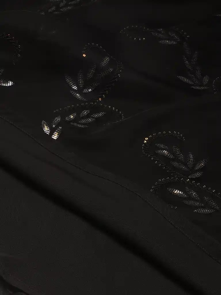 Bollywood Vogue Ready To Wear Black Embroidered Organza Lehenga Set