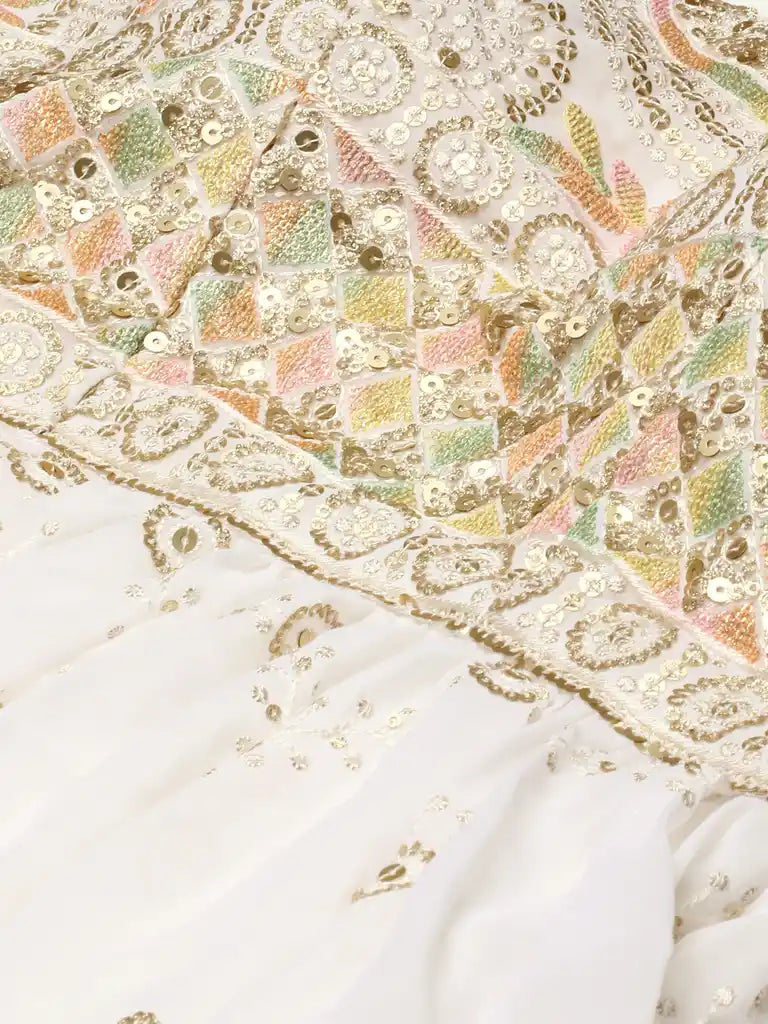 Bollywood Vogue Ready To Wear White N Pink Peplum Top Gharara Set