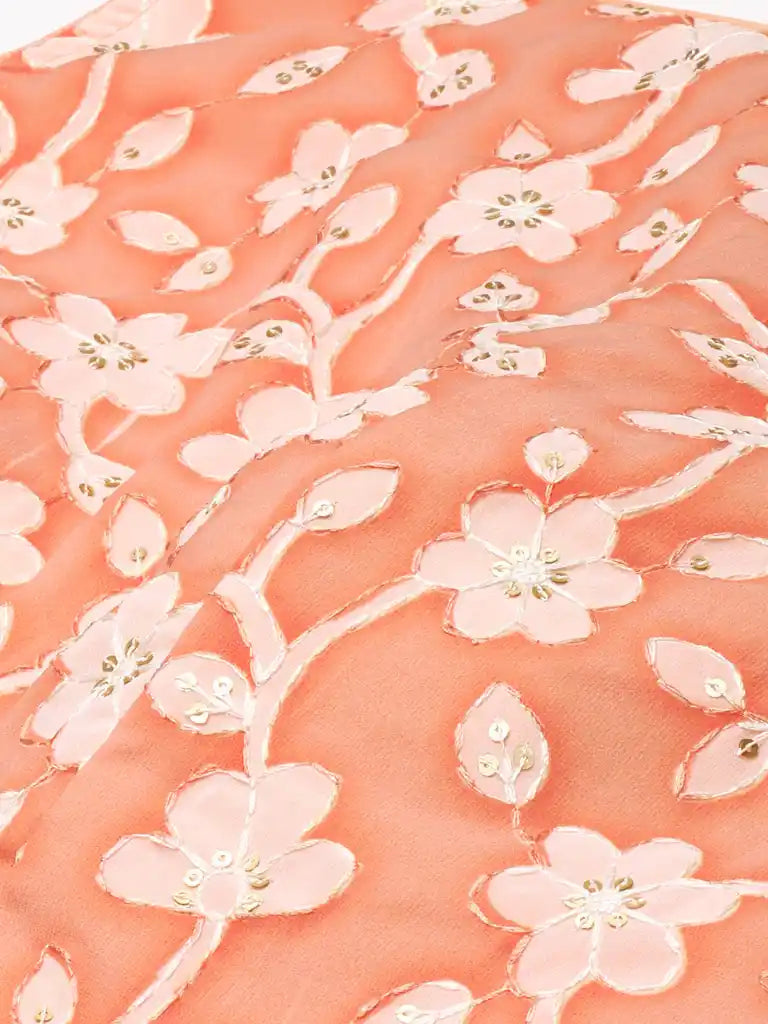 Bollywood Vogue Ready To Wear Peach Embroidered Georgette Gharara Suit