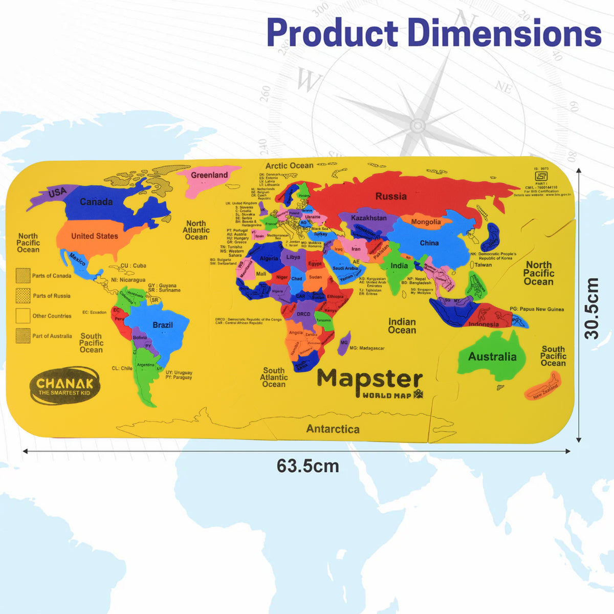 Aditi Mapster World Map EVA Foam Puzzle Set with Detachable Country Pieces, Flag Matching Chart, and Capital Learning Guide