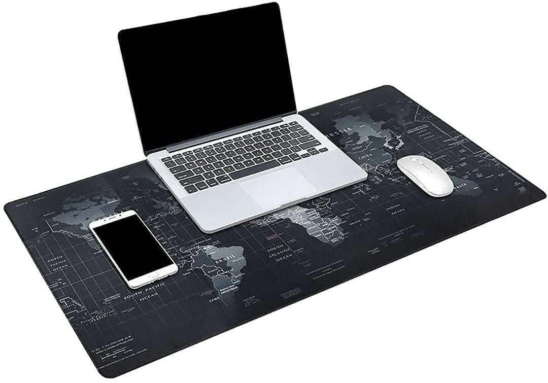 World Map Desk Mat & Mouse Pad (80×30 cm) Large Non-Slip, Water-Resistant Desk Pad with Smooth Surface Printed Keyboard & Mouse Mat for Office & Home Use