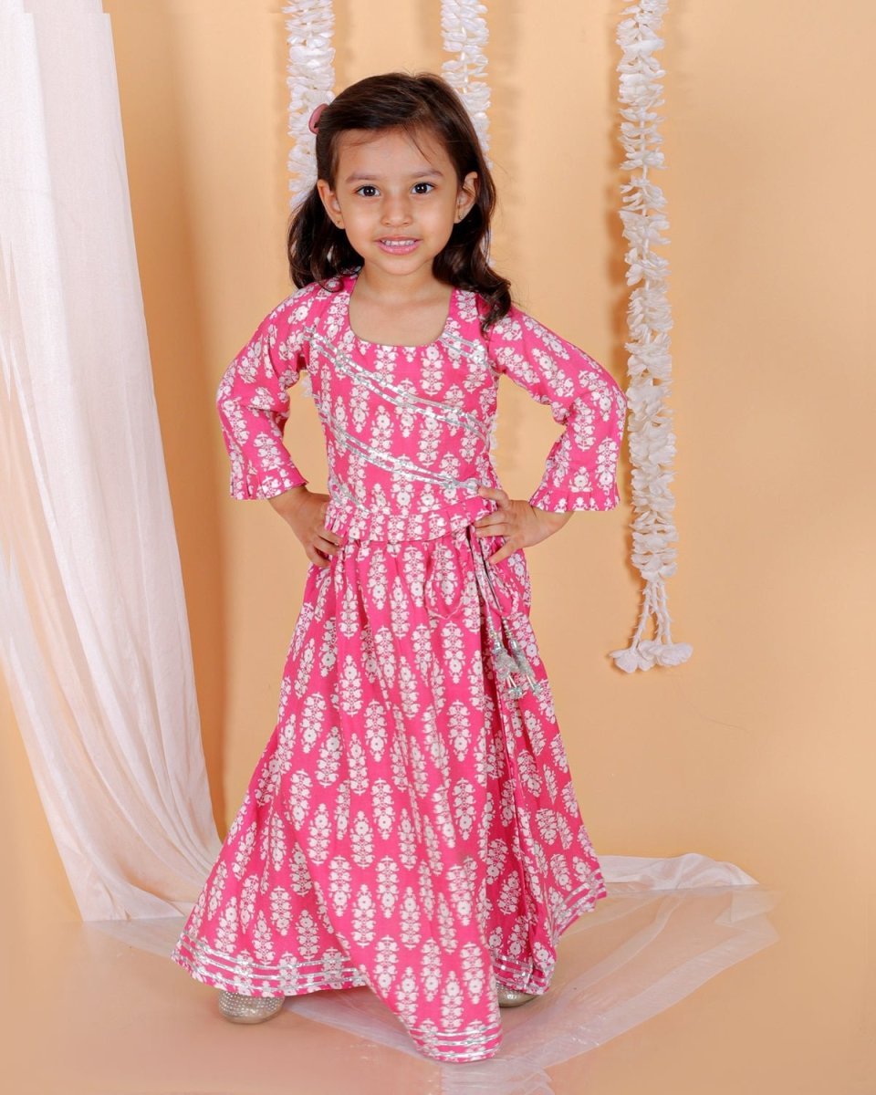 Pure Pink Floral Print Girls Lehenga Set - KES-SN-PPG-0-6