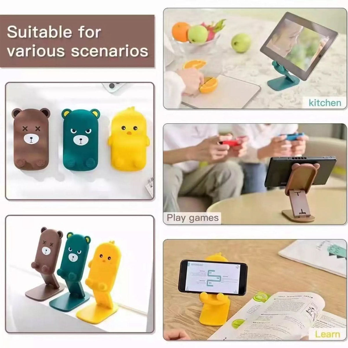 Cute Cartoon Design Multi-angle Adjustable Foldable Mobile Stand HP DD