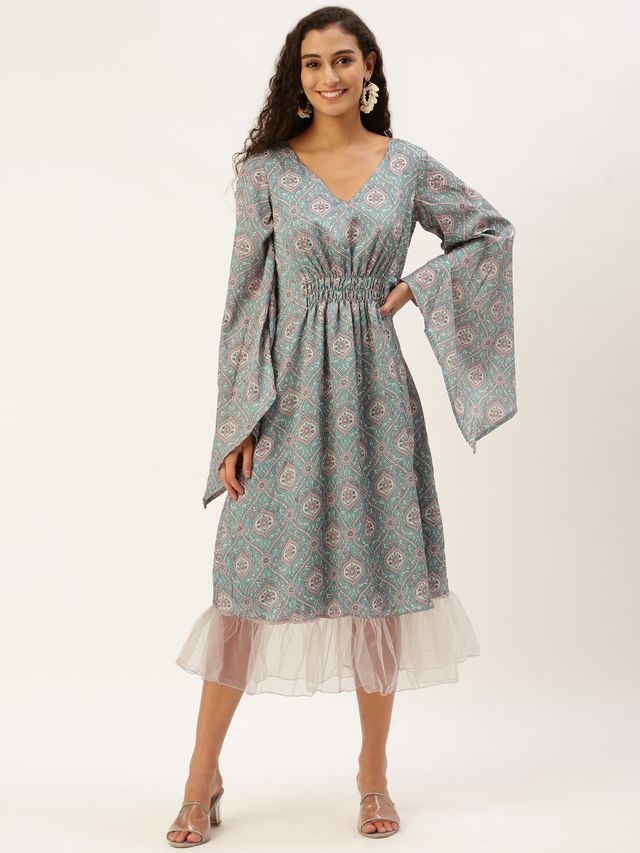 Bollywood Vogue Ready To Wear Multicolored Digital Printed Kaftan Dress