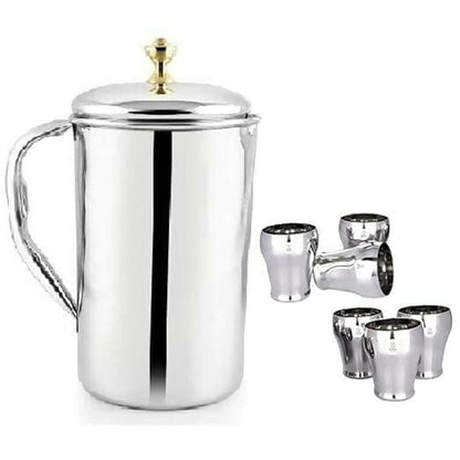 SHINI LIFESTYLE Stainless Steel Jug Set and best quality steel Glass, Water Jug, juice glass set Jug Glass Set (STAINLESS STEEL) - HalfPe