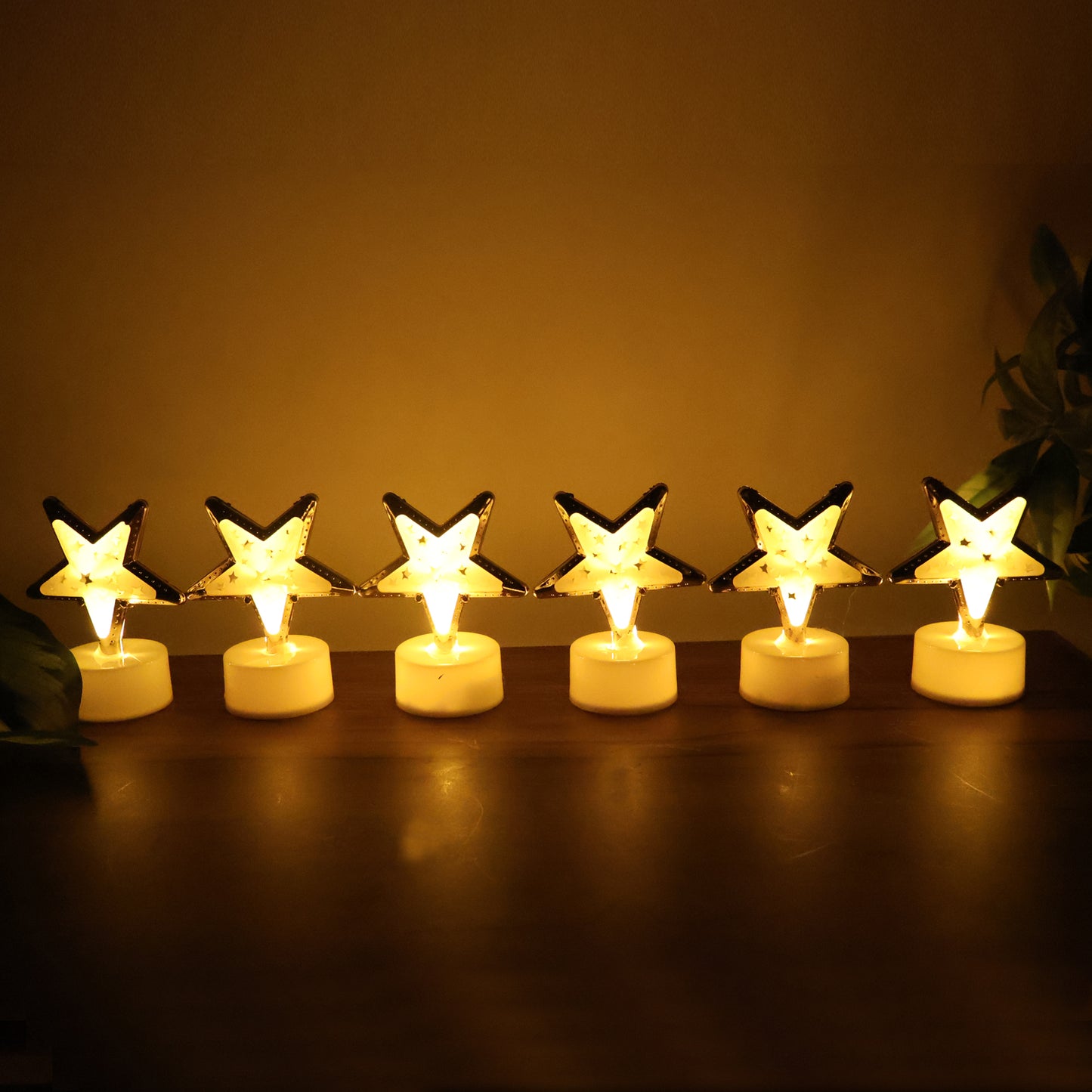 Decorative Star Shaped Flameless LED Candles with  Flickering Light for Home Décor (12 Pc)