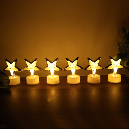Decorative Star Shaped Flameless LED Candles with  Flickering Light for Home Décor (12 Pc)