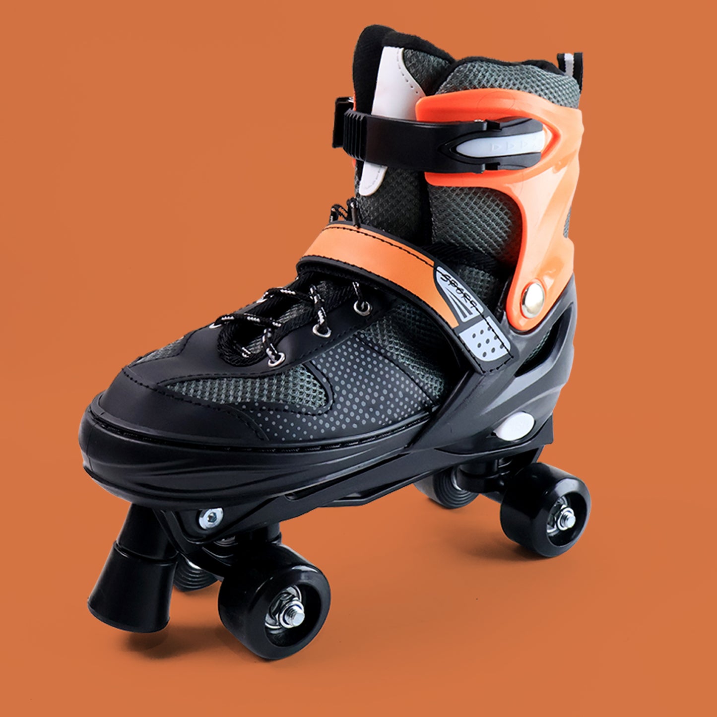 Adjustable Quad Roller Skates for Kids –with XL Size Outdoor Skating Shoes with PU Wheels, Toe Stop Brake & Safety Strap