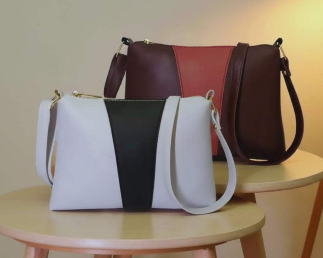 JPS FASHION Multicolor Sling Bag White Brown Stylish Casual Sling Bag JPS PRODUCTS (ACHSA)