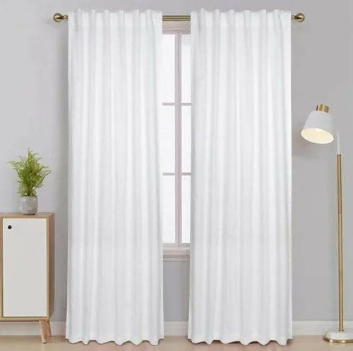 White Window Curtain, Reverse Tab Top Rod Pocket 100% Cotton Duck, 96 inches long, natural curtains linen by Lushomes (50x96 Inches, Set of 2) - HalfPe