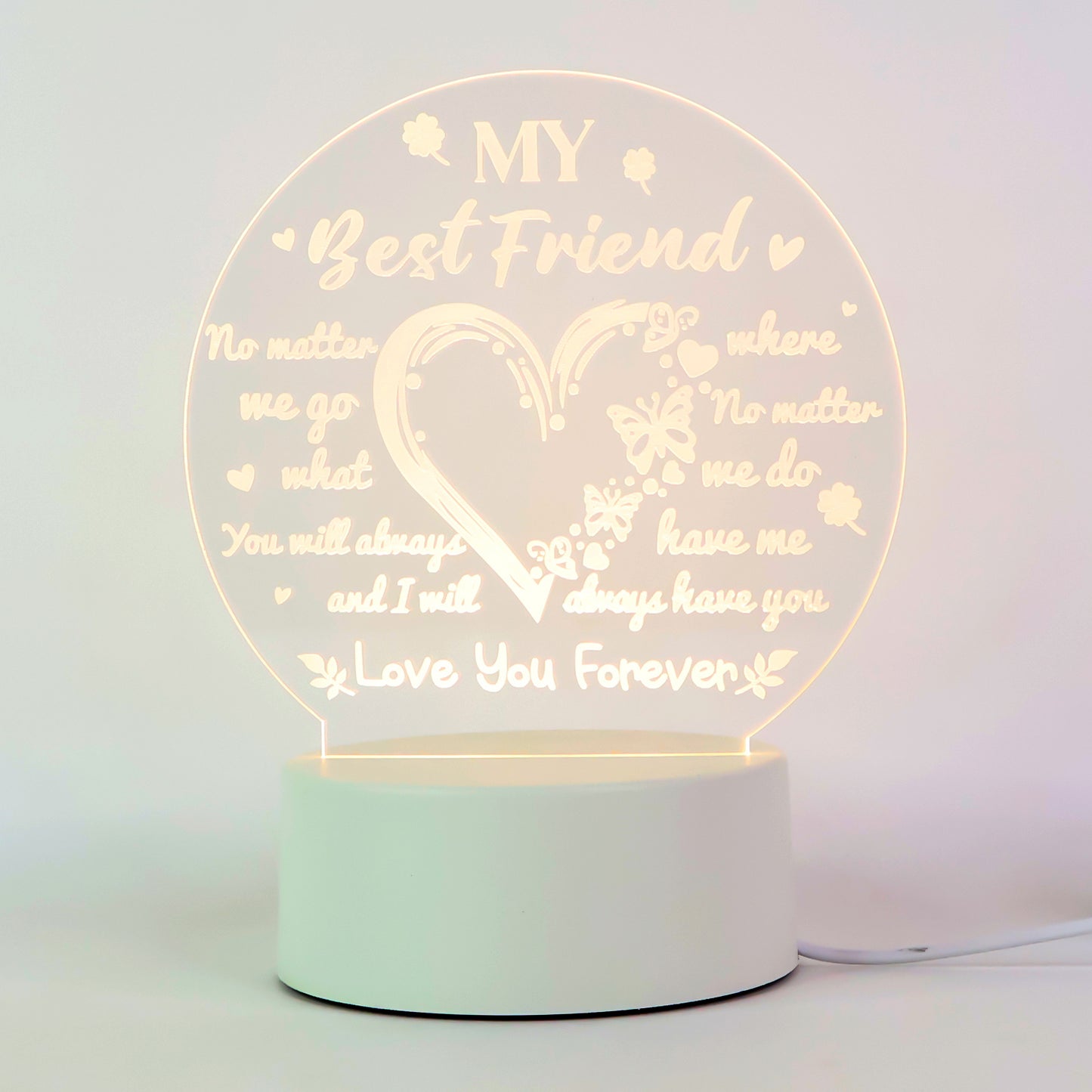 3d Illusio Led Night Lampn With Heart And Best Friend Design