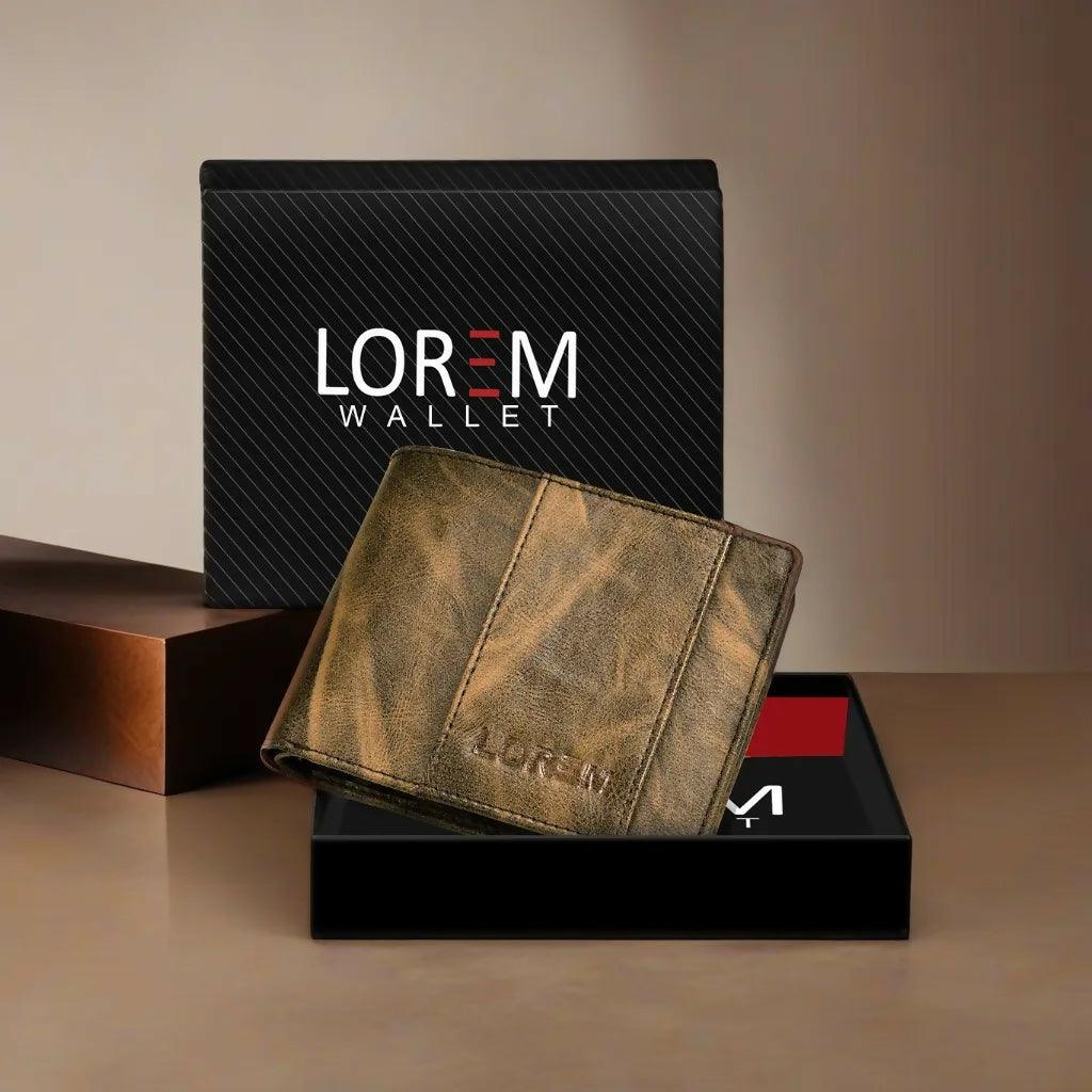 Lorem Brown Out Side Card Slot Bi-Fold Faux Leather 5 ATM Slots Wallet For Men - HalfPe