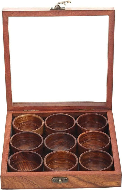 9 Compartments spice box (wooden) - HalfPe