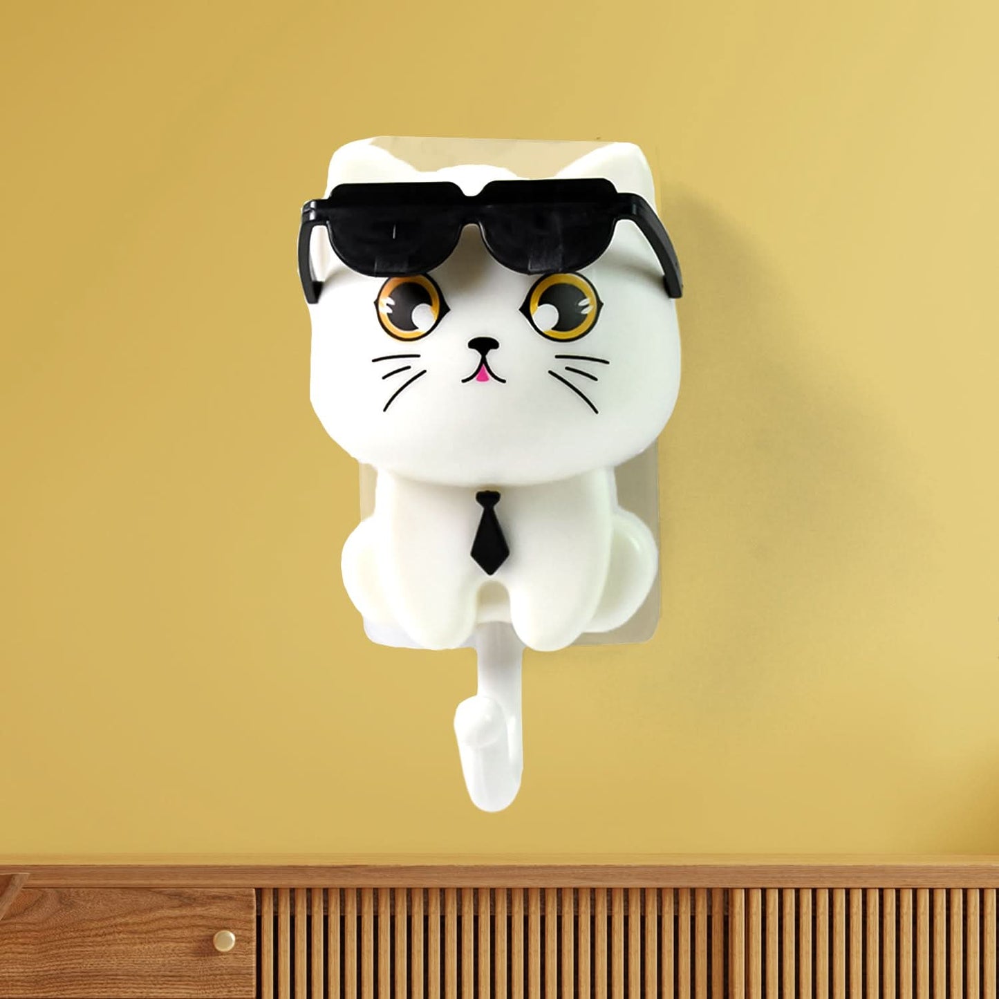 Cat Hook For Wall Cute Cat Key Hook With Sunglasses (1 Pc)