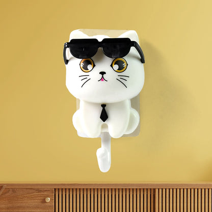 Cat Hook For Wall Cute Cat Key Hook With Sunglasses (1 Pc)