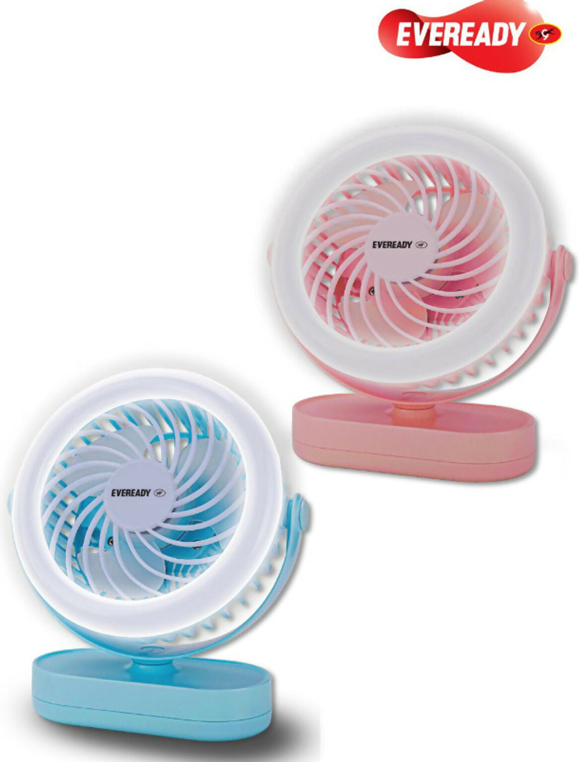 Eveready Everflo Luna Rechargeable Table Fan with LED Ring Light – Up to 7 Hours Backup HalfPe - FW -TPT